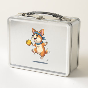 Illustratie van vintage Corgi volleybal Cute hond 