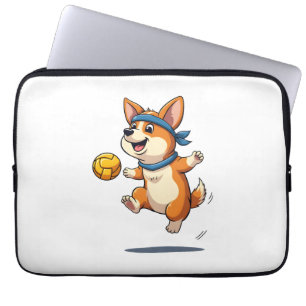 Illustratie van vintage Corgi volleybal Cute hond Laptop Sleeve