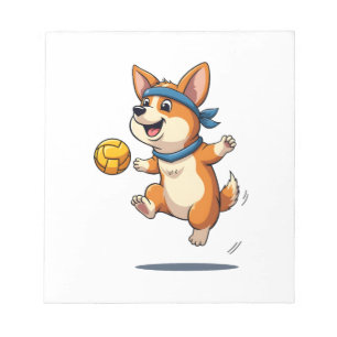 Illustratie van vintage Corgi volleybal Cute hond Notitieblok