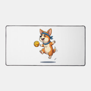 Illustratie van vintage Corgi-volleybal Schattige Bureaumat
