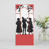 Illustratie van vintage kerstliedjeszangers in sil (Staand voorkant)