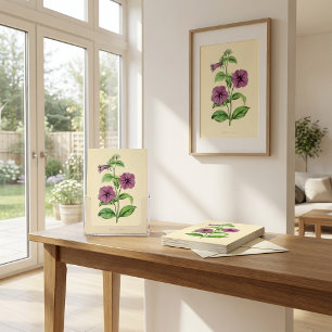 Illustratie van vintage paarse violette bloemen kaart