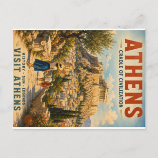 Illustratie van vintage reisposter van Athene, wie Feestdagenkaart