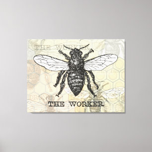 Illustratie van vintage werkbij kunst canvas afdruk