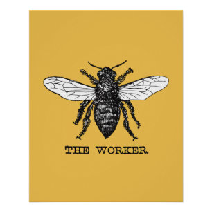 Illustratie van vintage werkbij kunst perfect poster