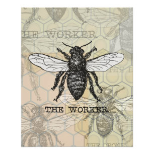 Illustratie van vintage werkbij kunst perfect poster