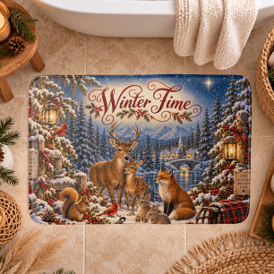 Illustratie van vintage wintertijd badmat