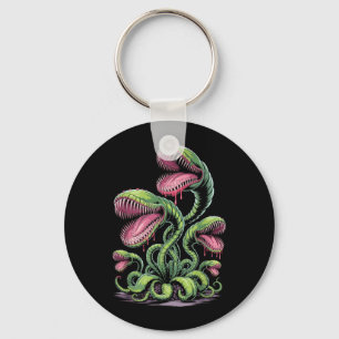 Illustratie van vleesetend plantmonsters met tande sleutelhanger