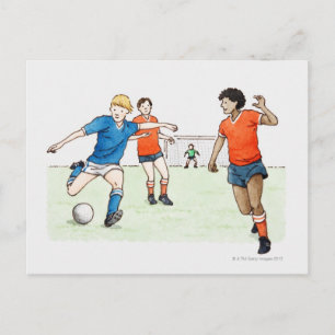 Illustratie van voetballers briefkaart