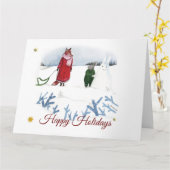 Illustratie van vos en konijn in de winter met Ker Kaart (Gele Bloem)