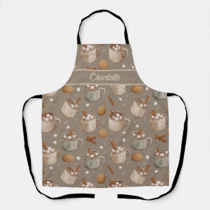 Illustratie van warme chocolademelk en kerstkoekje schort