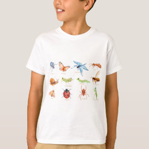 illustratie van waterverf insecten t-shirt