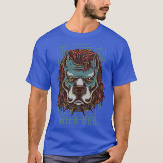 Illustratie van wild dier woeste hond cadeau retro t-shirt