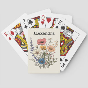 Illustratie van wilde bloemen in vintage cottageco pokerkaarten