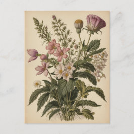 Illustratie van wilde bloemen in vintage stijl briefkaart
