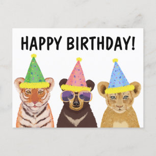 Illustratie van wilde dieren "Gefeliciteerd met je Briefkaart