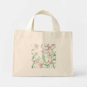 Illustratie van witte lelies mini tote bag