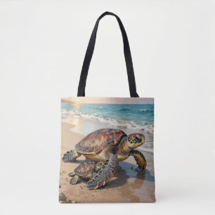 Illustratie van zeeschildpad en baby draagtas