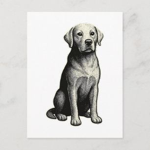 Illustratie van zittende vintage hond briefkaart