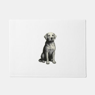 Illustratie van zittende vintage hond deurmat