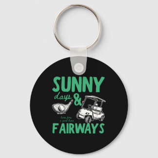 Illustratie van zonnige dagen en fairways sleutelhanger
