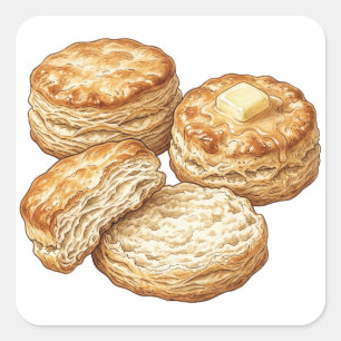 Illustratie van Zuidelijke Karnemelk Biscuits Vierkante Sticker