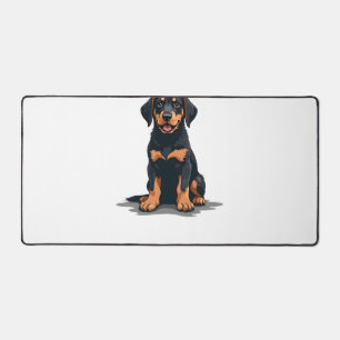 Illustratie van zwart en bruine hond van achteren bureaumat