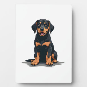 Illustratie van zwart en bruine hond van achteren  fotoplaat