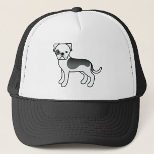 Illustratie van zwarte bonte Amerikaanse Bulldog H Trucker Pet