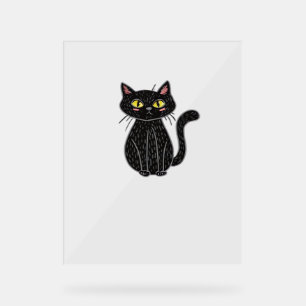 Illustratie van zwarte kat, Kiekeboe cute kat klas Acryl Bord