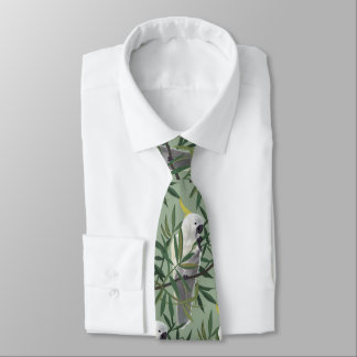 Illustratie van zwavelkuifkaketoe in boom stropdas