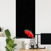 Illustratie Verloren rode overvloed in regen Poster (Thuiskantoor)