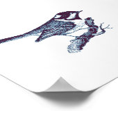 Illustratie Vintage kleine staartblauwe vogel Poster (Hoek)