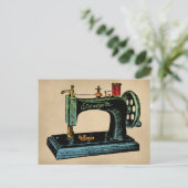 Illustratie Vintage naaimachine Briefkaart (Staand voorkant)