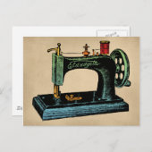 Illustratie Vintage naaimachine Briefkaart (Voorkant / Achterkant)