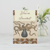 Illustratie Vintage Octopus Kraken Kaart (Staand voorkant)