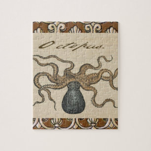 Illustratie Vintage Octopus Kraken Legpuzzel