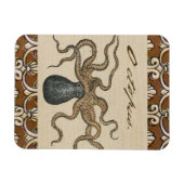 Illustratie Vintage Octopus Kraken Magneet (Horizontaal)