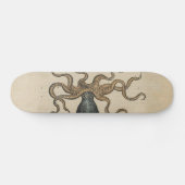Illustratie Vintage Octopus Kraken Skateboard (Horizontaal)