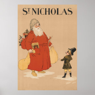 Illustratie Vintage Sint-Nicolaas (1895) Poster