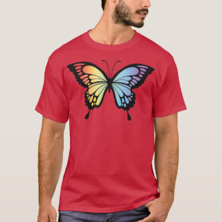 Illustratie vlinder ontwerp regenbooggedetailleerd t-shirt