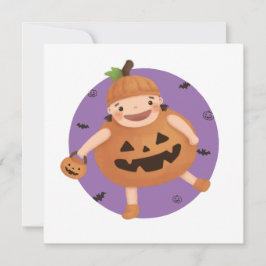 Illustratie voor Halloween: Pumpkin Girl Kaart