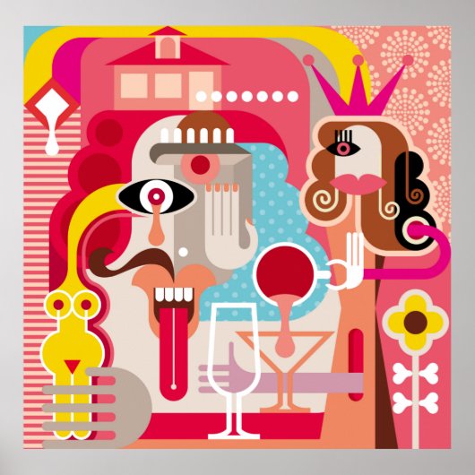 illustratie vrouw en man. Moderne kunst. Kunst, a Poster (Voorkant)