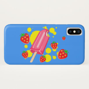 Illustratie vun roze papegaai en aardbeien iPhone x hoesje