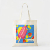 Illustratie vun roze papegaai en aardbeien tote bag