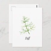 Illustratie Waterverf Dill Herb Briefkaart (Voorkant / Achterkant)