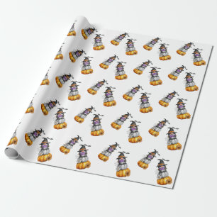 Illustratie Waterverf Halloween Autumn Gnome Cadeaupapier