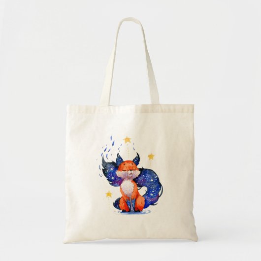 Illustratie waterverf van Galaxy Celestial Fox Tote Bag (Voorkant)