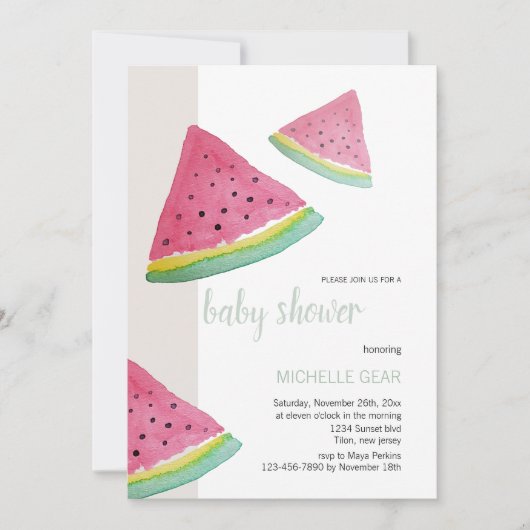 Illustratie Waterverf watermeloen Kaart (Voorkant)