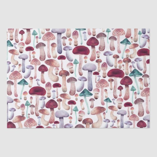 Illustratie Waterverf wilde paddenstoelen  Tissuepapier (Voorkant)